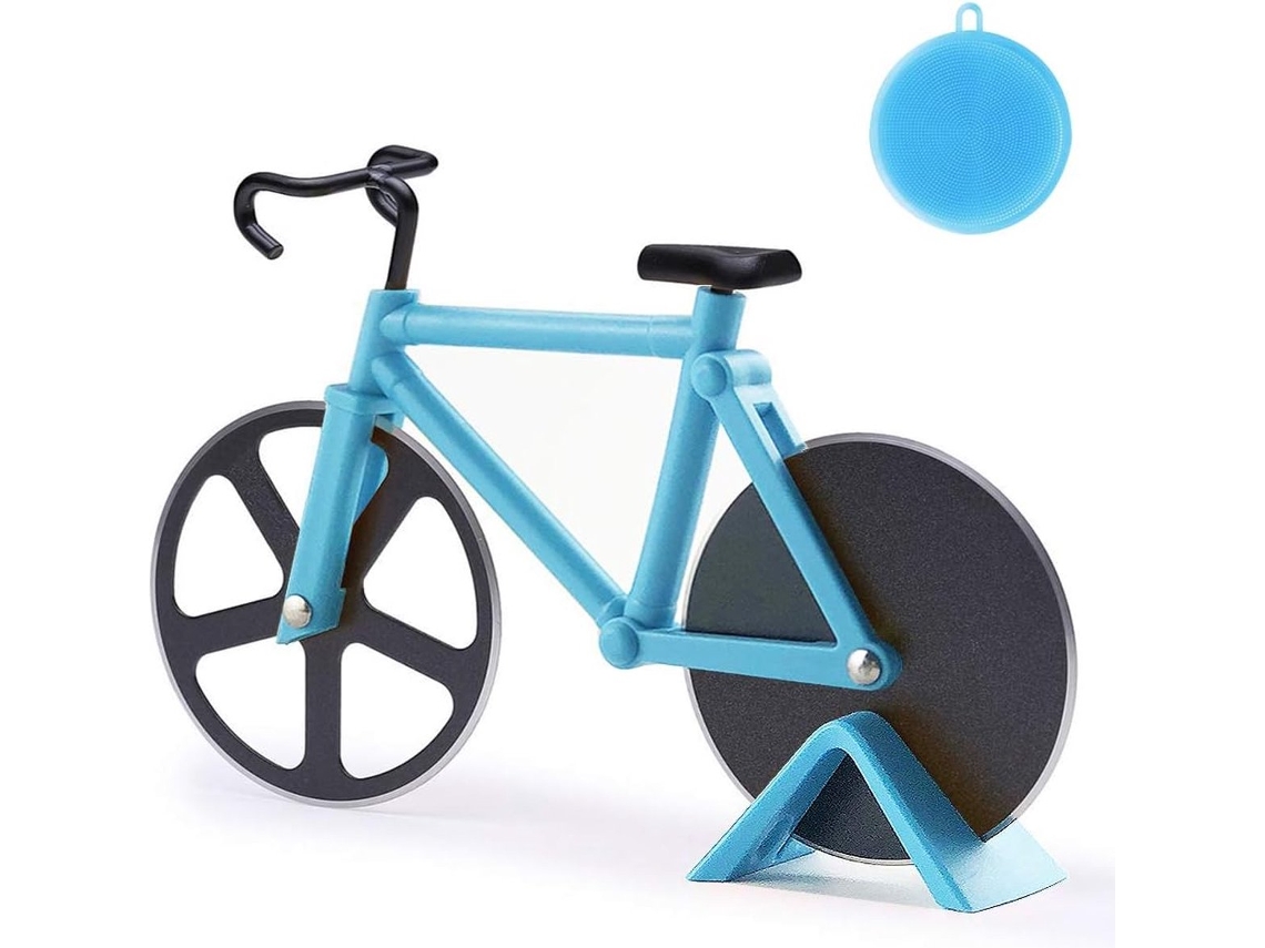 Cortador De Pizza Em Formato Bicicleta, 100% Seguro Para Alimentos, Revestimento Antiaderente, Aço Inoxidável, Cortador De Pizza Duplo