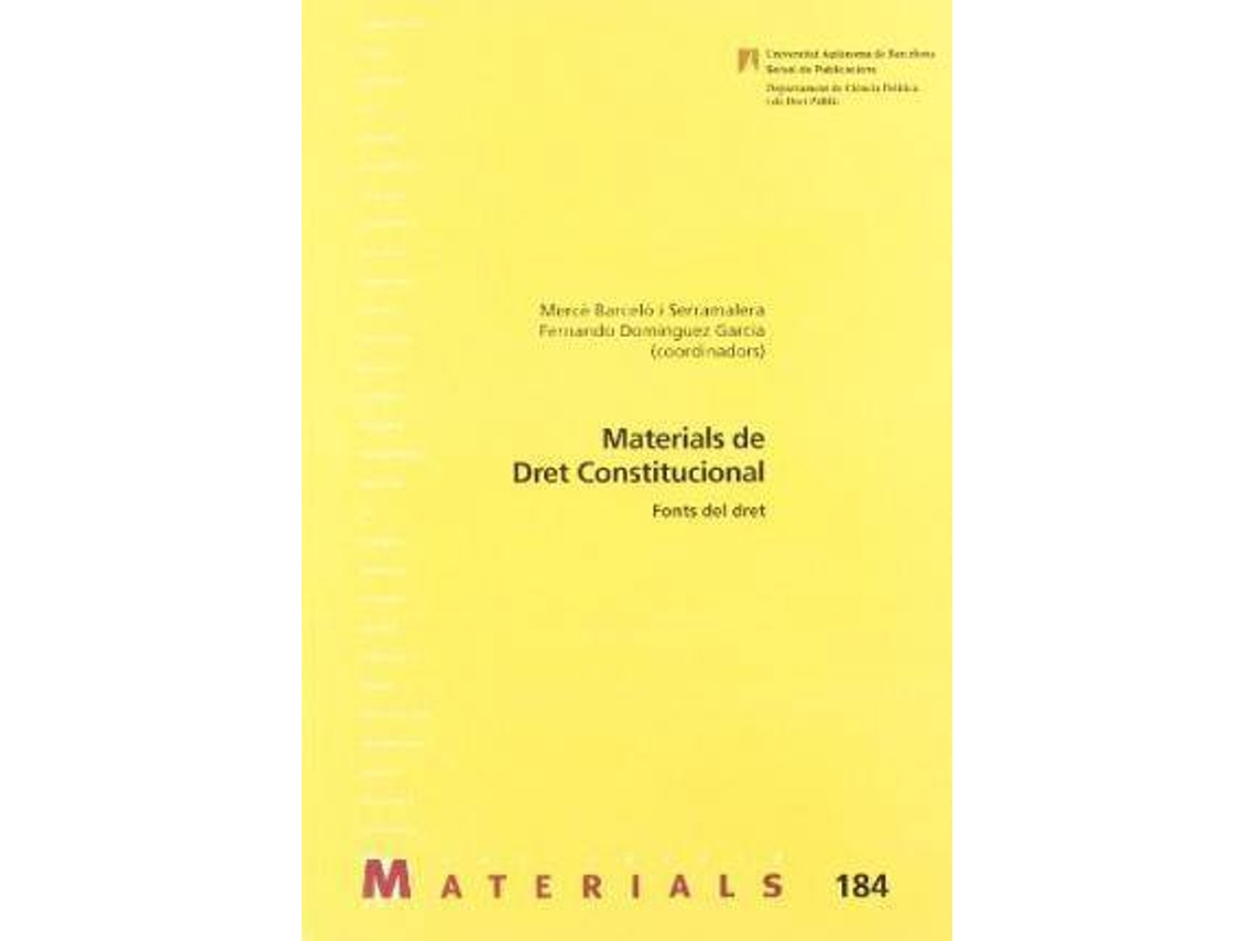 Livro Materials de dret constitucional fonts del dret de Mercè Barceló I Serramalera e Fernando Domínguez García (Espanhol)