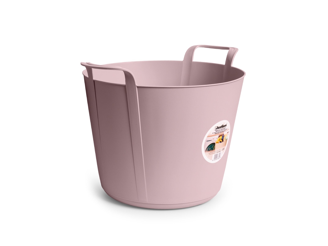 PLASTIKEN Nature Capazo Flexible de 26L Multiusos Redondo Con Asas Rosa
