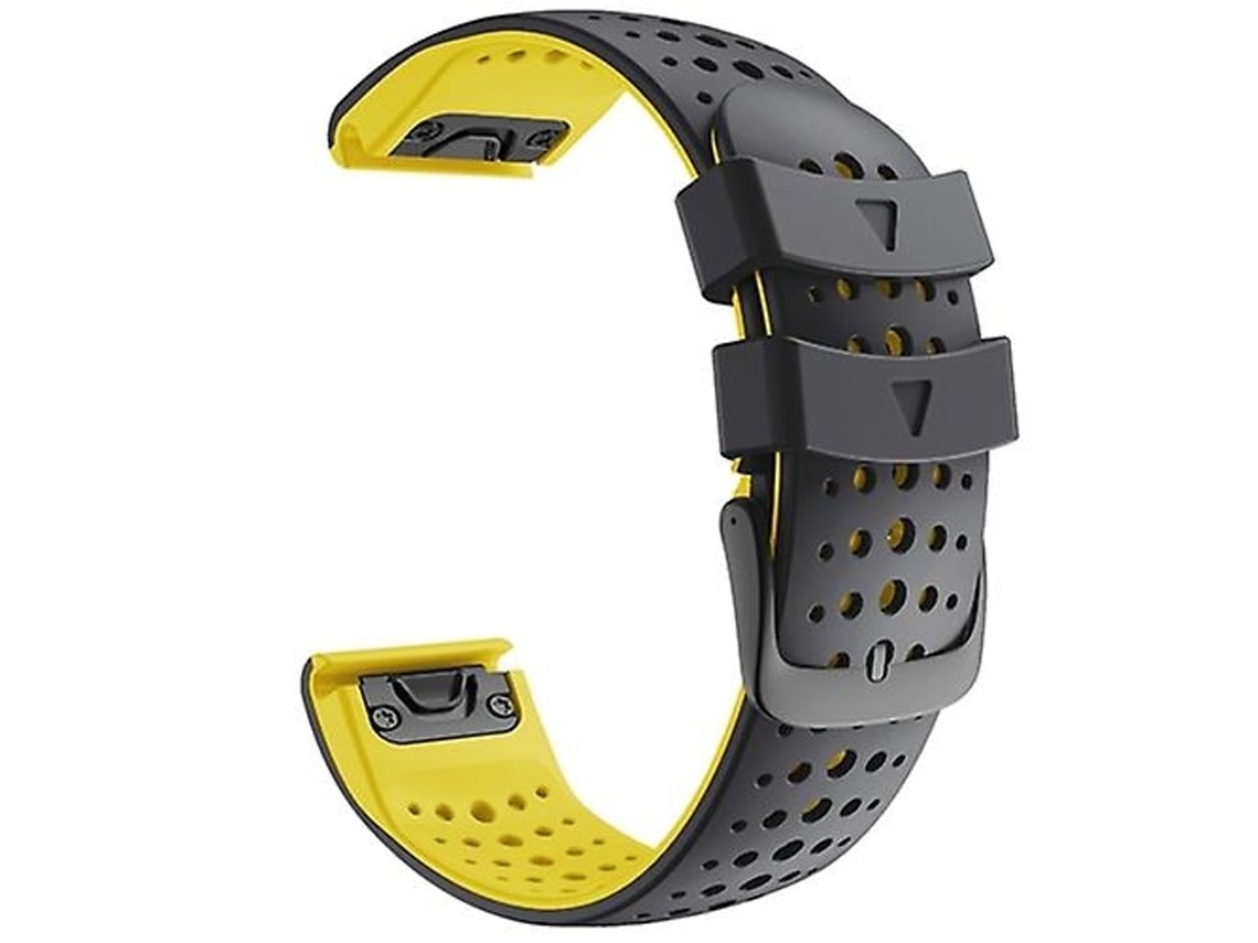 Pulseira De Relógio Lurelia Para Garmin Fenix 6 Em Silicone Bicolor Preto Amarelo