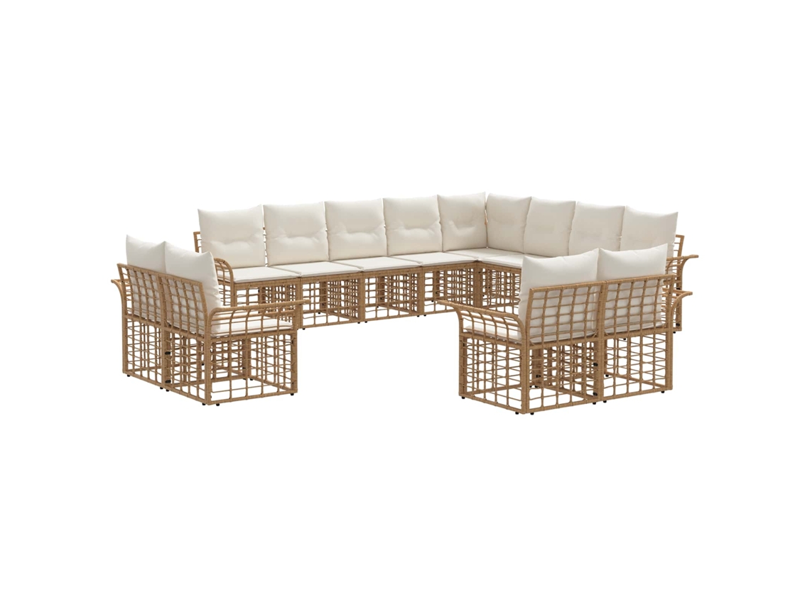 Maison Exclusive - Conjunto De Sofás Para Exterior 12 Unid. Natural E Branco Creme