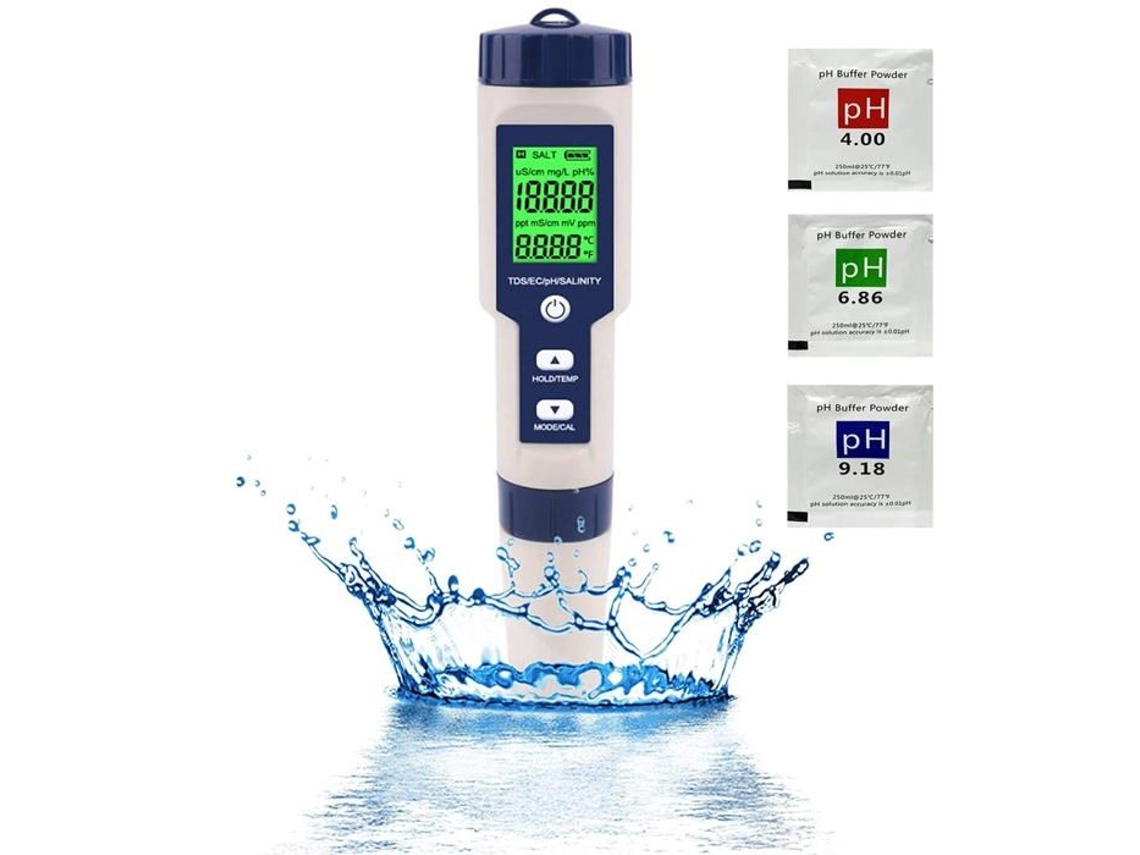 Medidor De Ph, 5 Em 1: Ph/tds/ec/salinidade/temperatura, Monitor De Qualidade Da Água Para Piscinas E Sistemas Hidropônicos.