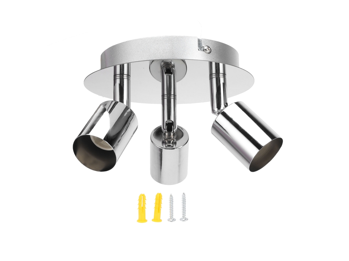 Apoio de lâmpada 3 cabeças forma circular moderna simples base GU10 rotação flexível 85-265V | S/MARCA