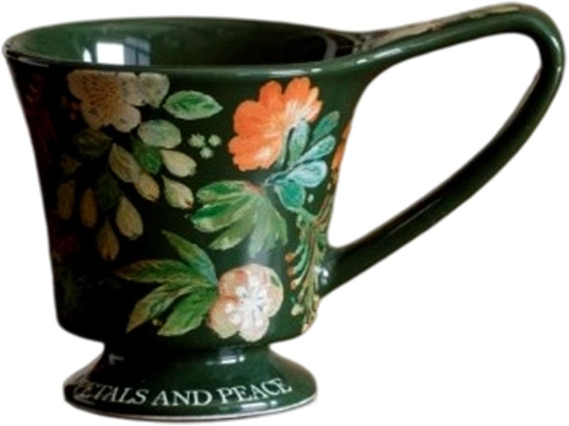 Caneca De Cerâmica Artesanal Com Alça Ergonômica, Grande Capacidade, Multifuncional Para O Escritório, Floral