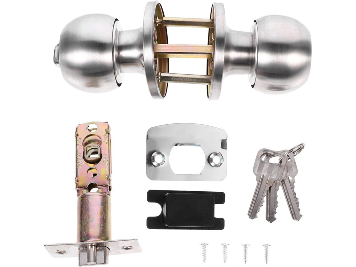 Conjunto De Fechadura Com Maçaneta Esférica Em Aço Inoxidável Uonlytech, Fácil Instalação, Para Quarto