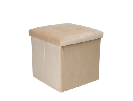 Banco MY DEKOR Veludo (Bege - Veludo e MDF - 38x38x38 cm)