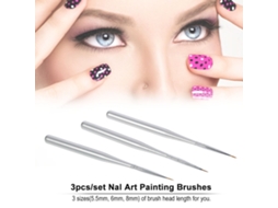 Set De 3 Pincéis Profissionais Para Arte De Unhas De Acrílico, Pintura E Linhas Com Gel Uv Builder