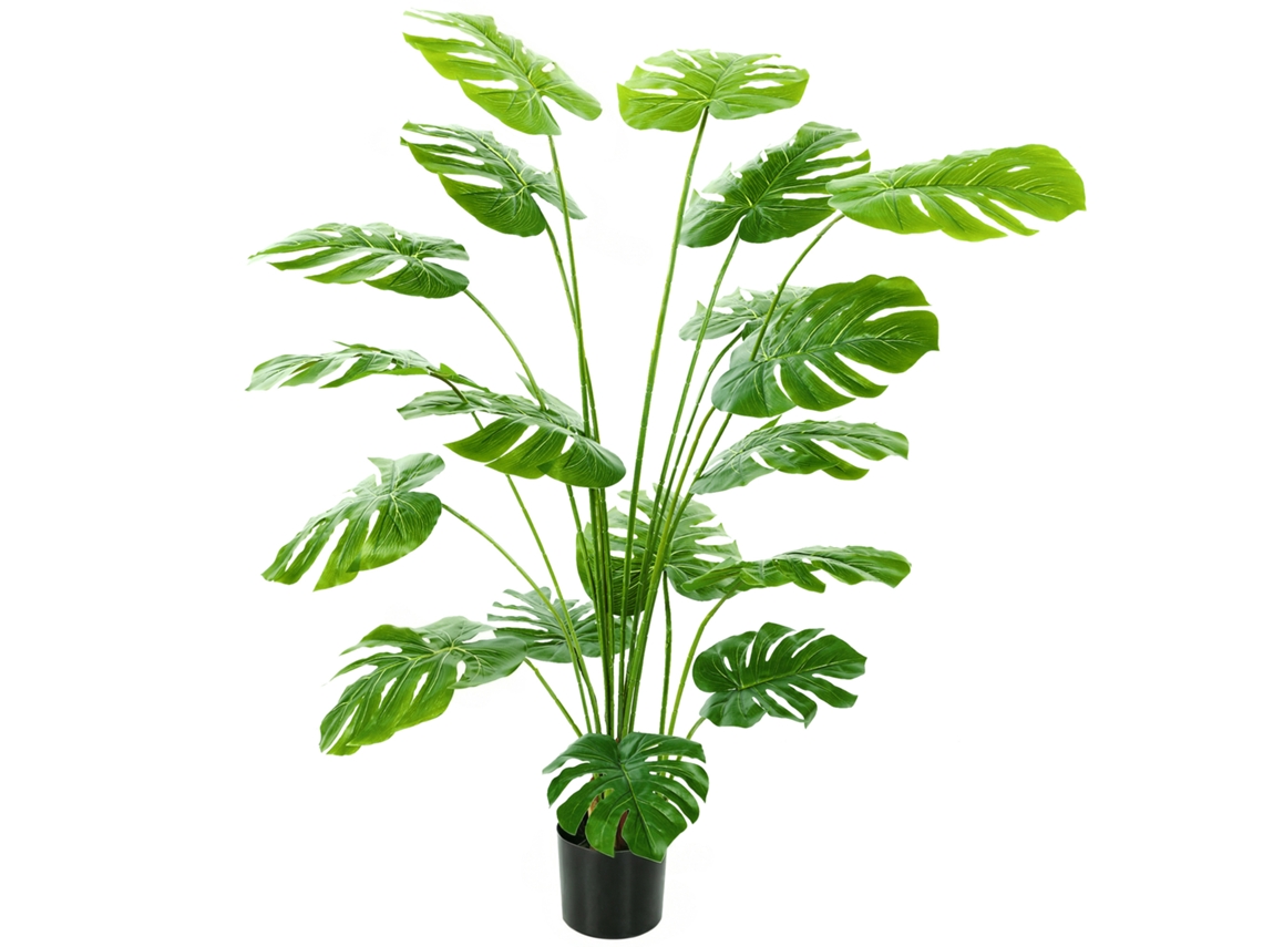 Monstera Deliciosa Artificial Cor Verde Com Vaso Incluído Para Interior 150 Cm