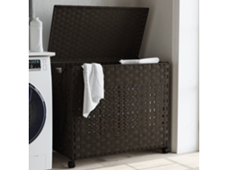 Vidaxl Cesto P/ Roupa Suja Com Rodas 66x35x60 Cm Vime Castanho-escuro