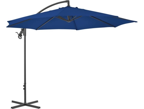 Guarda-sol cantilever com poste de aço 300 cm azul-ciano
