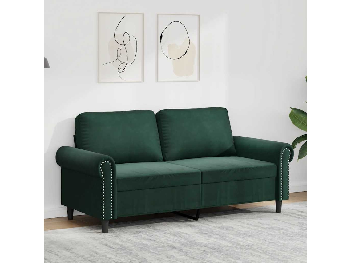 Vidaxl Sofá De 2 Lugares 140 Cm Veludo Verde-escuro
