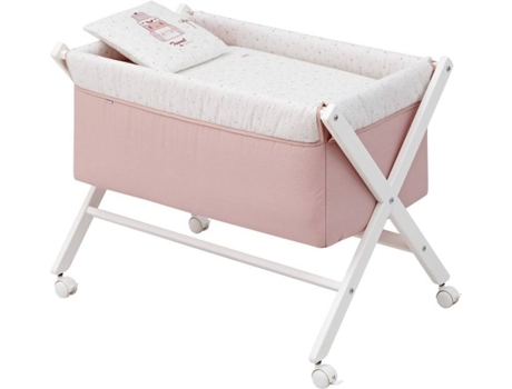 Berço de Madeira  Sky Céu Bco Rosa (55x87x74 cm)