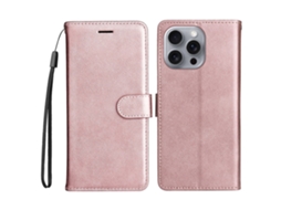 Capa Em Couro Pu, Para Iphone 16pro Max - Ouro Rosa