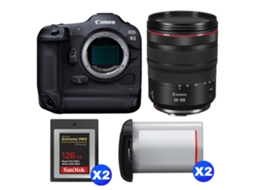 Eos R3 + Rf 24 105mm F/4 L Is Usm + 2 Sandisk 128gb Extreme Pro Cfexpress Type B + 2 Canon Lp e19 + Ebook “20 Dicas para Fotos Que Impressionam” CANON