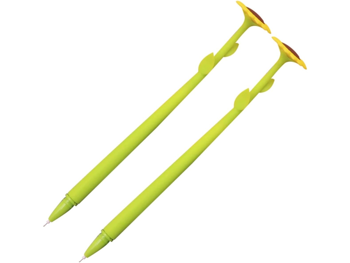 2 Canetas Em Gel Com Estampa De Girassol Para Estudantes, Ponta