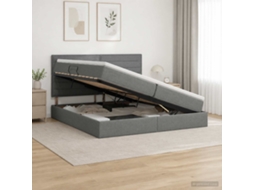 Vidaxl Cama De Armazenamento Led Com Colchão Cinzento-escuro