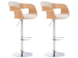 Conjunto de 2 bancos de bar Kingston em tecido natureza/creme CLP