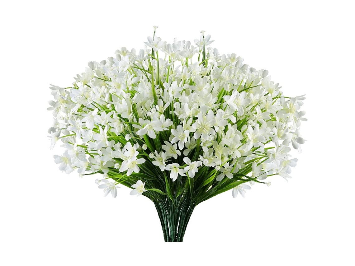 Maços De Flores Artificiais Para Exterior, Resistentes Aos Raios Uv, Sem Desbotamento, Plantas De Plástico Falso Para Jardim, Varanda Ou Caixa De Ja