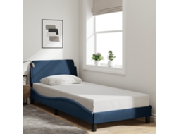 Estrutura Cama C/ Cabeceira Sem Colchão Tecido 80x200 Cm Azul