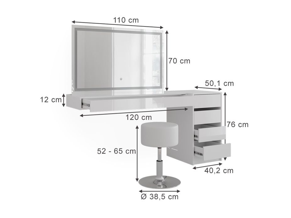 Coiffeuse Sherry, 120cm 4 Partes, Branco, Vicco 59574