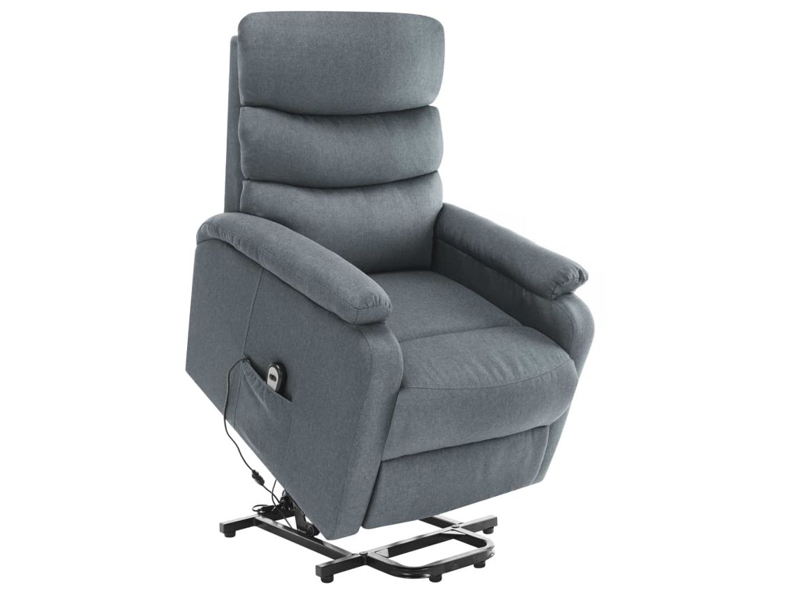 vidaXL Poltrona elevatória de Massagem tecido cinzento-claro