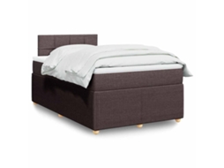 Cama Boxspring Com Colchão 120x190 Cm Tecido Castanho-escuro