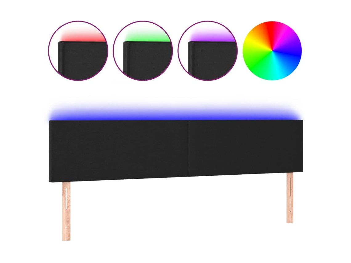 Led Headboard, Led Headboards Vidaxl Preto Couro Artificial (180 X 5 X 78/88 Cm)