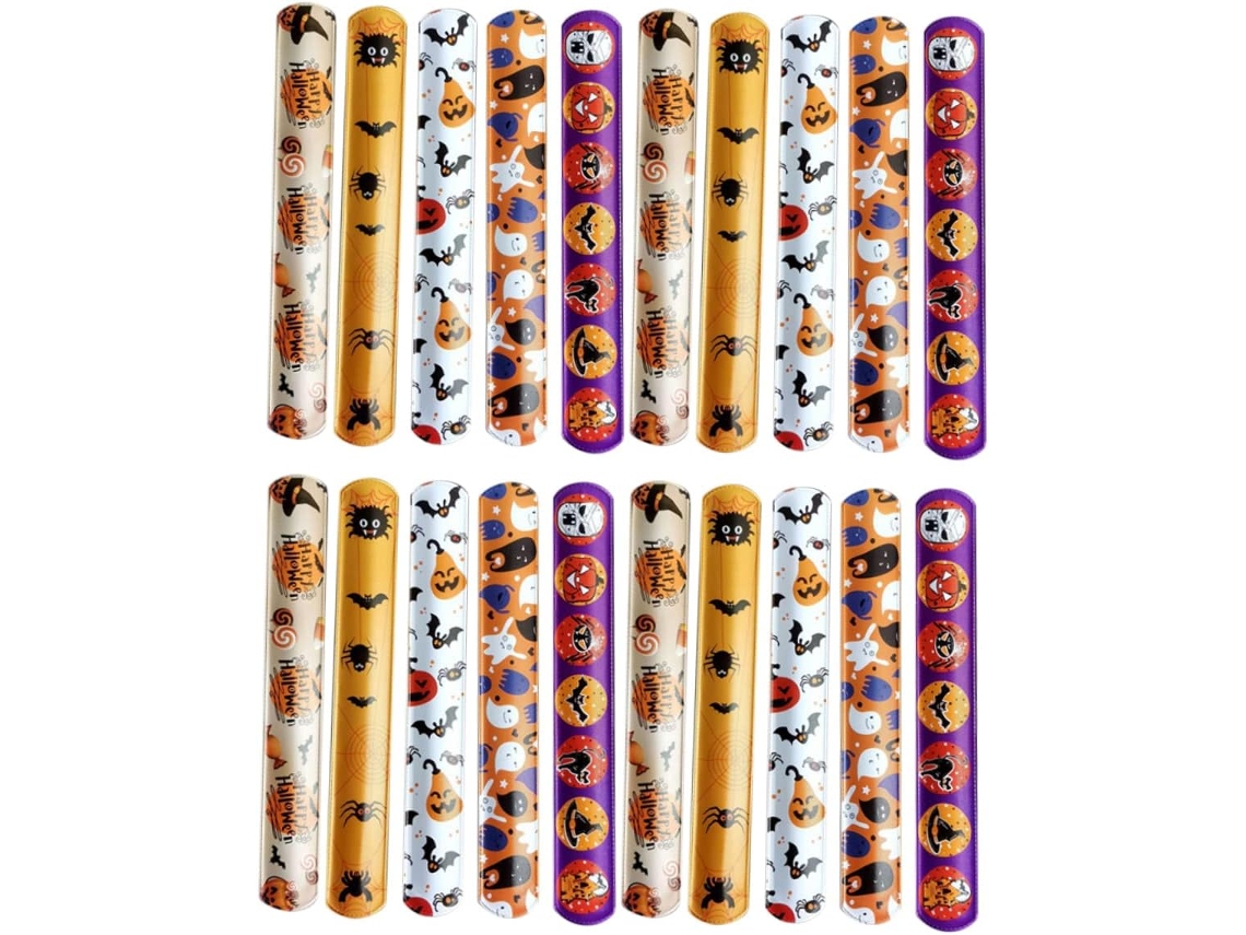 Conjunto De 96 Pulseiras De Halloween Coloridas Para Decoração De Festas Divertidas Para Meninos E Meninas.