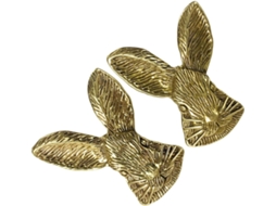 Conjunto De 2 Puxadores De Latão Banhados A Ouro Com Design De Cabeça De Coelho Para Gavetas E Armários.