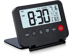 Despertador Digital Pequeno Para Viagem, Com Visor Lcd Grande, Botão Frontal Com Data E Temperatura E Função Soneca (preto)