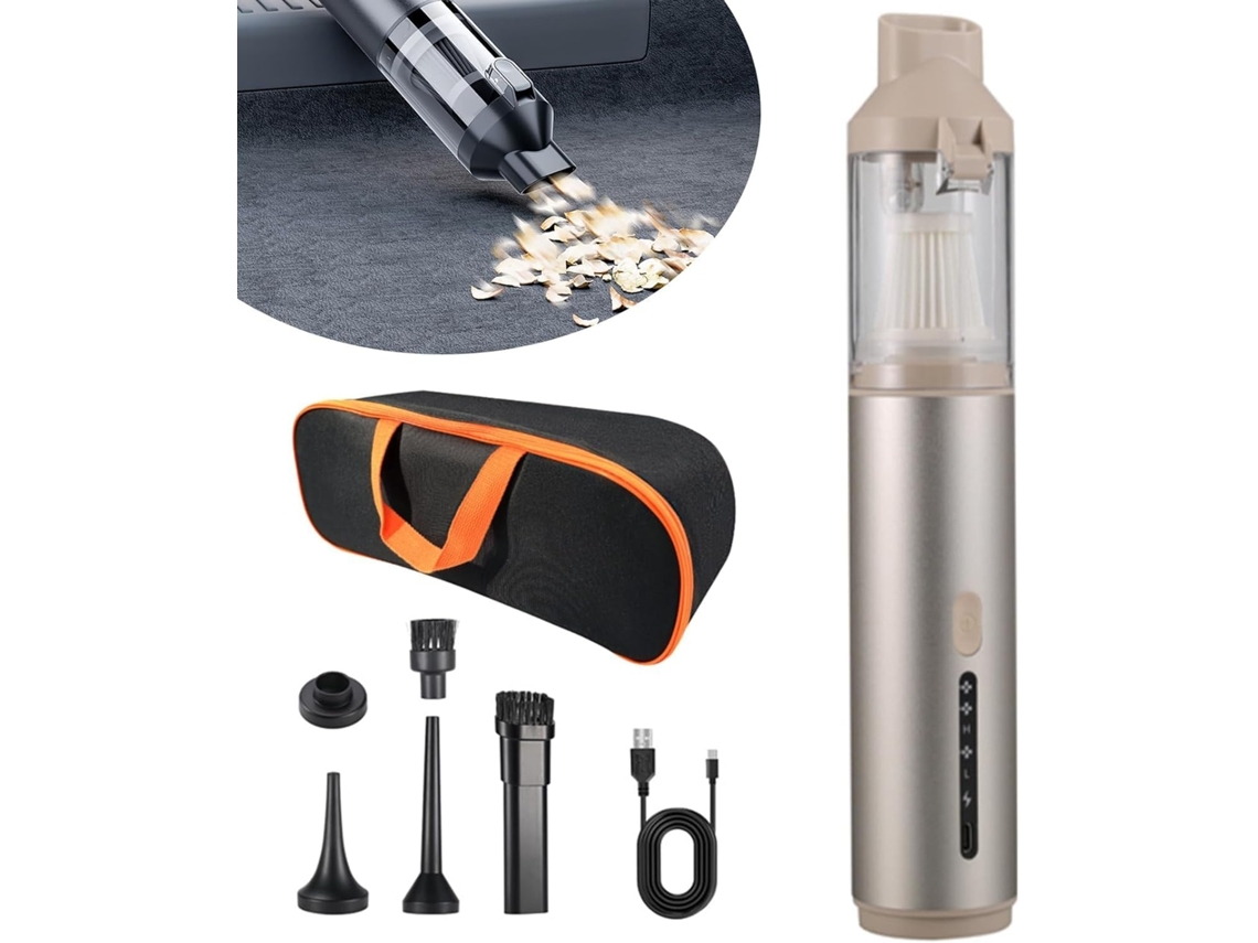 Lurelia Aspirador Portátil Sem Fios Para Carro, 16000 Pa, 96 W, 2000 Mah, 10000 Rpm, 12 V, Usb-c, Sopro, Vermelho