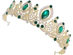Coroa de casamento elegante com cristais verdes, em faixa de zinco, joia para cabelo.
