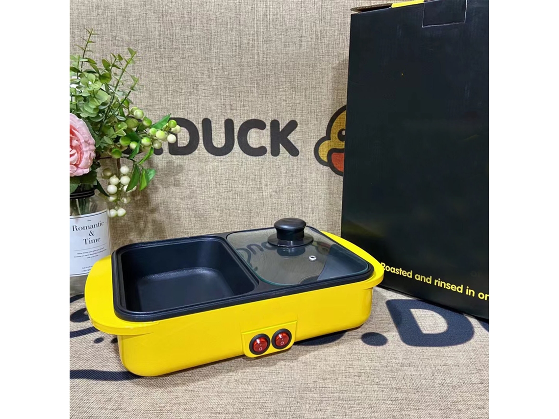 Frigideira Elétrica Antiaderente Multifunção Sem Fumaça Panelinha de Fogo Pato Amarelo | S/MARCA