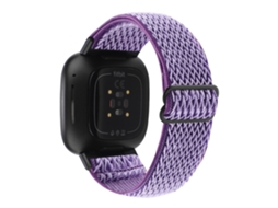 Bracelete de Nylon Ajustável Padrão de Onda para Fitbit Versa 3/Versa Sense Roxo
