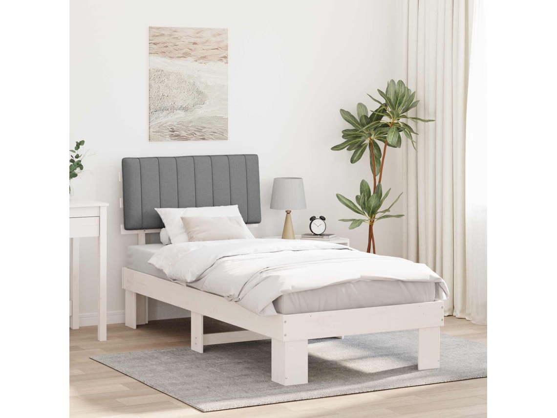 Vidaxl Estrutura de Cama com Cabeceira Estofada Cinzento claro