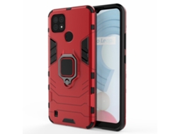 Capa Cool Guard Hybrid Para Realme Realme C21 Pele Sintética Vermelho