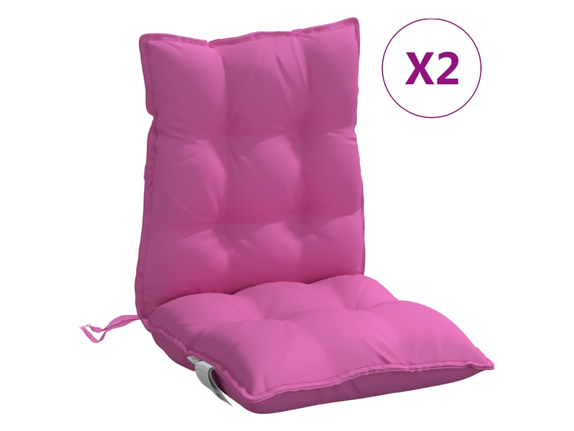 Conjunto 2 Almofadões cadeira encosto baixo VIDAXL tecido oxford rosa