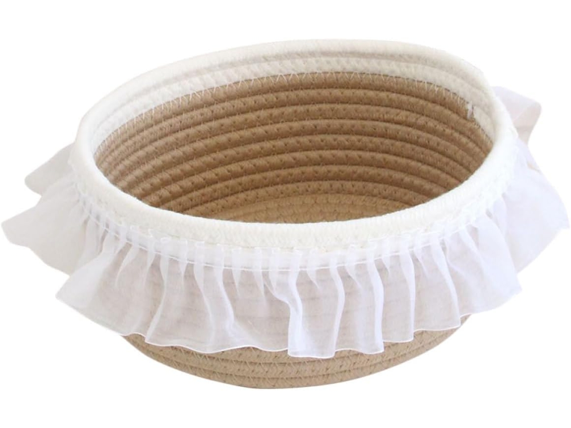 Cesto Decorativo Algodão Branco 9 Cm Para Decoração