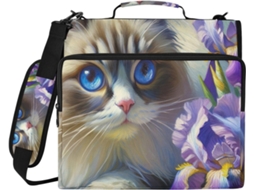 Organizador de Arquivos Fofo com Estampa de Flores Vermelhas, Zíper, Resistente à Água, 3 Argolas, Ideal para Escola e Mesa