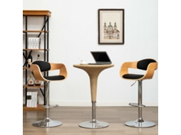Vidaxl Bancos De Bar 2 Pcs Madeira Curvada E Couro Artificial Preto