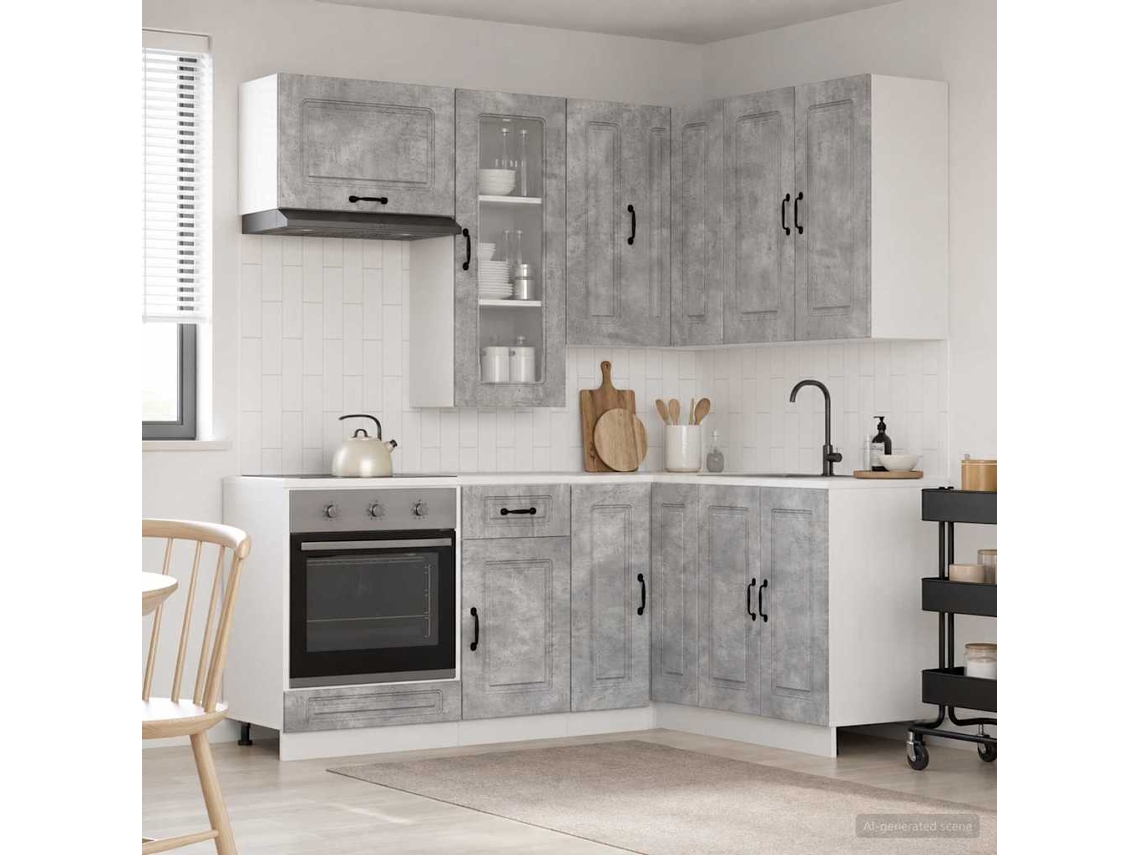 Vidaxl Unidade De Cozinha Kalmar 8 Unid. Cinzento Cimento