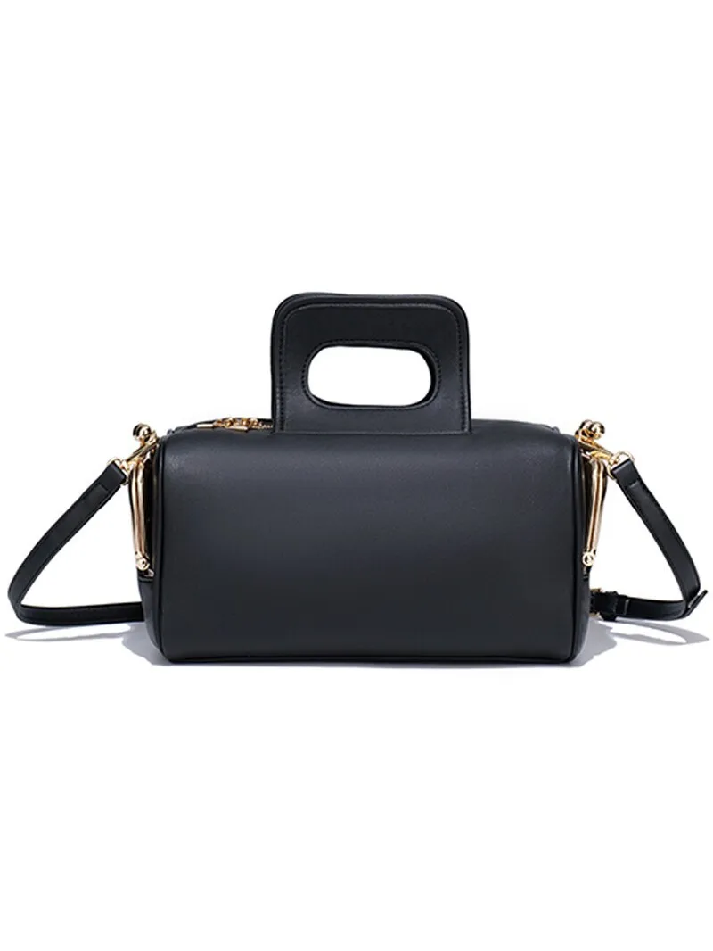 Bolsa Feminina De Luxo Com Fivela, Estilo Caixa, Em Couro Pu De Alta Qualidade (preta).
