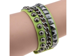 Pulseira De Couro Pu Com Rebites Estilo Rock Punk