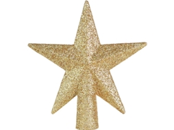 Cúspide De Árbol De Navidad Estrella Dorada Con Purpurina, Decoración Para Árbol De Navidad Pequeño