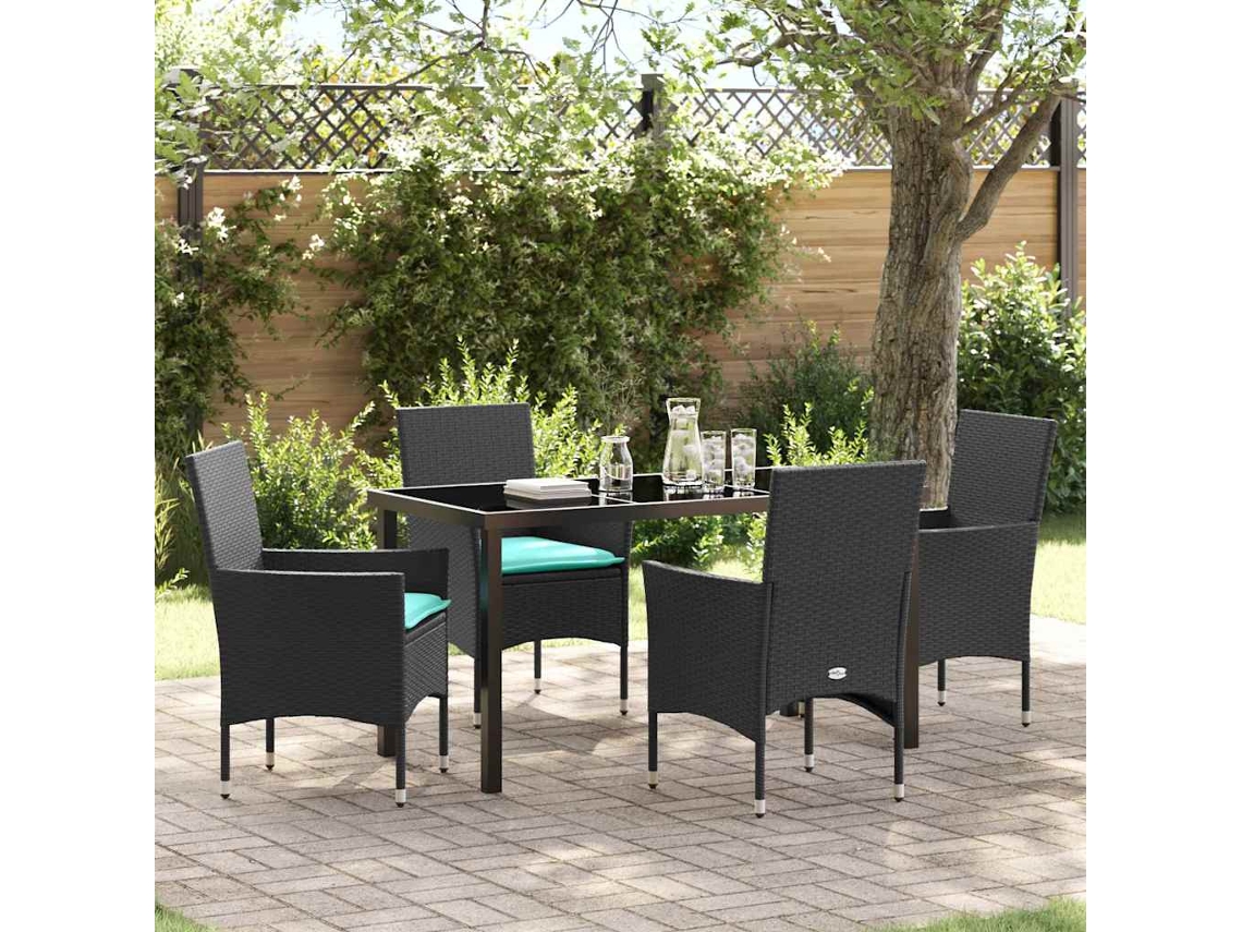 Vidaxl Conjunto De Mesa E Cadeiras 5 Unid. Preto Rattan De Pe
