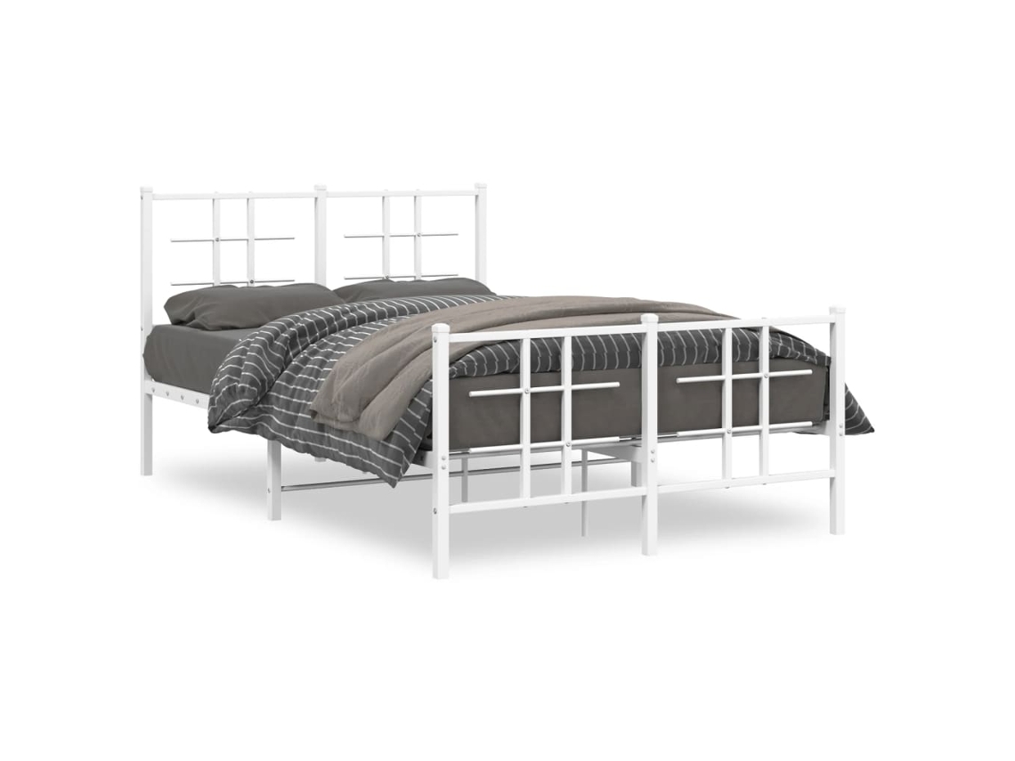 Estrutura de Cama com Cabeceira e Pés Metal Branco MAISON EXCLUSIVE 120x200 cm