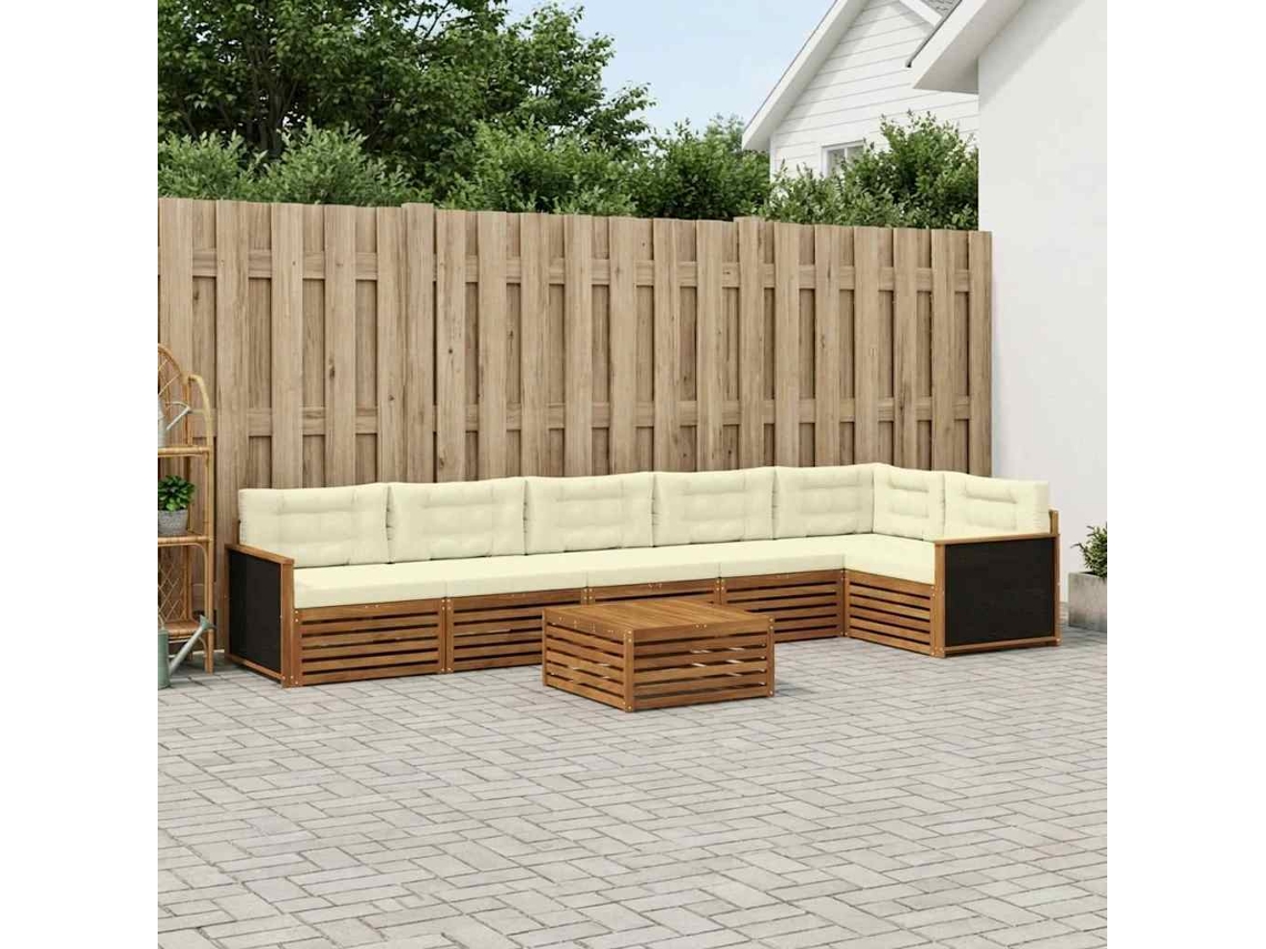 Vidaxl Conjunto De Sofás Para Exterior 7 Pcs Natural E Creme