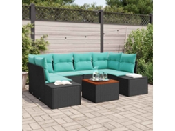 Vidaxl Conjunto De Sofá De Jardim 7 Unid. Preto Vime Pe