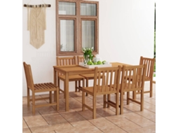 Vidaxl Conjunto De Jantar De Jardim De 7 Peças 160x80 Cm Madeira De Teca Maciça