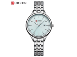 (azul) Relógio Feminino Simples Com Detalhes Em Barra, Relógio Feminino Redondo À Prova D'água Com Pulseira De Aço Inoxidável